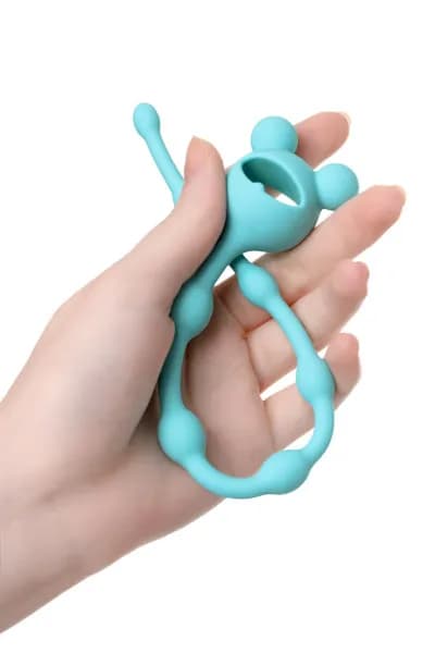 Анальная цепочка ToDo by Toyfa Froggy, силикон, мятная, 27,4 см,  1,4 см