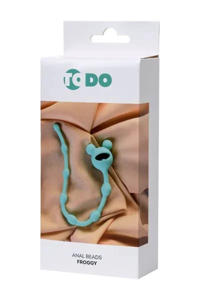 Анальная цепочка ToDo by Toyfa Froggy, силикон, мятная, 27,4 см,  1,4 см