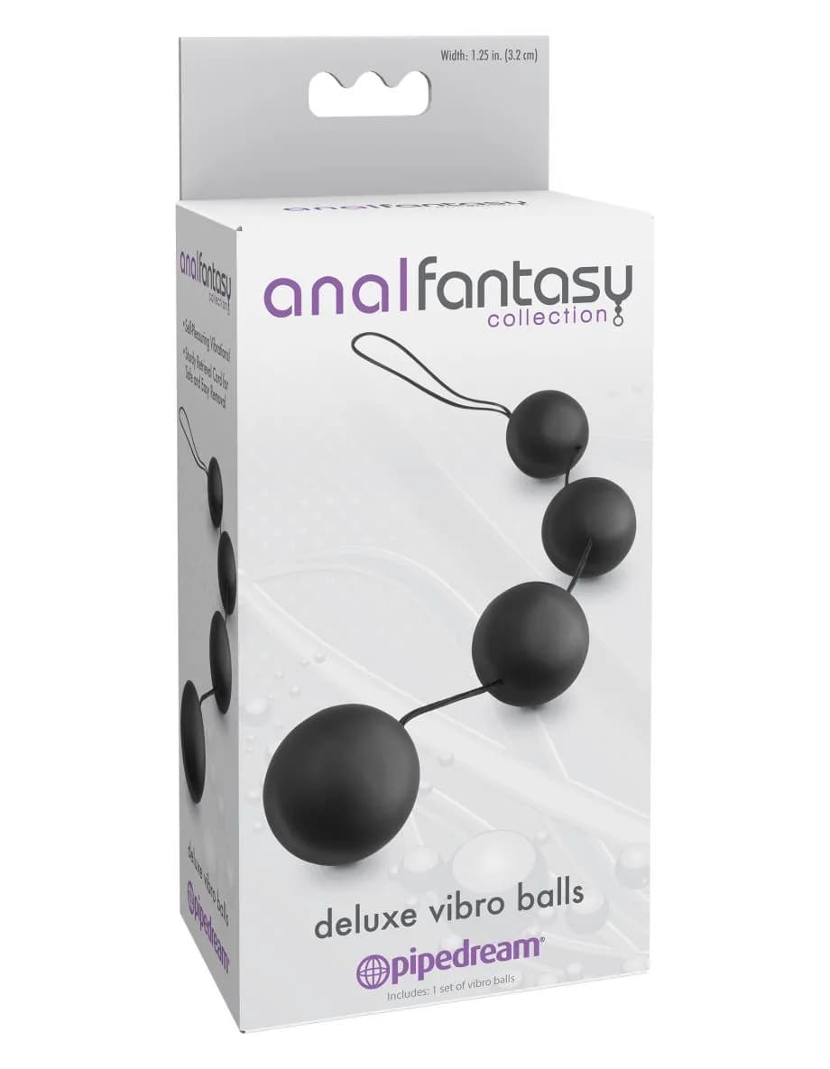 Анальная цепочка из 4 шариков из силикона Deluxe Vibro Balls Pipedream, диаметр 3.20 см