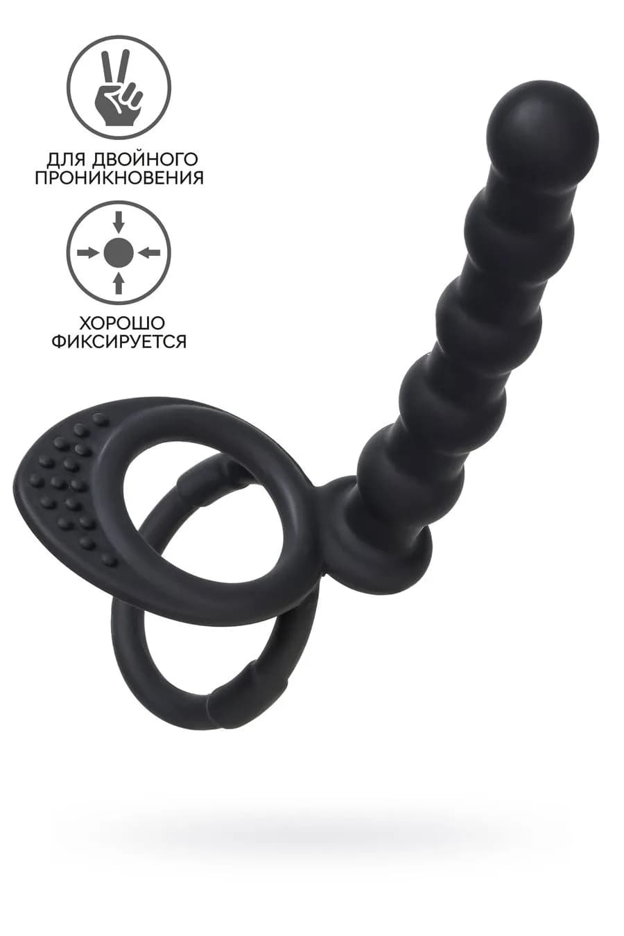 Насадка на пенис для двойного проникновения Black&amp;Red by TOYFA, силикон, черный, 19,5 см