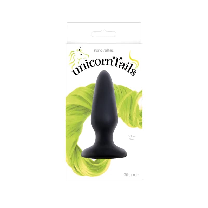 Анальная пробка с ярко желтым хвостом Unicorn Tails - Yellow NSnovelties, длина 10.00 см, диаметр 3.20 см