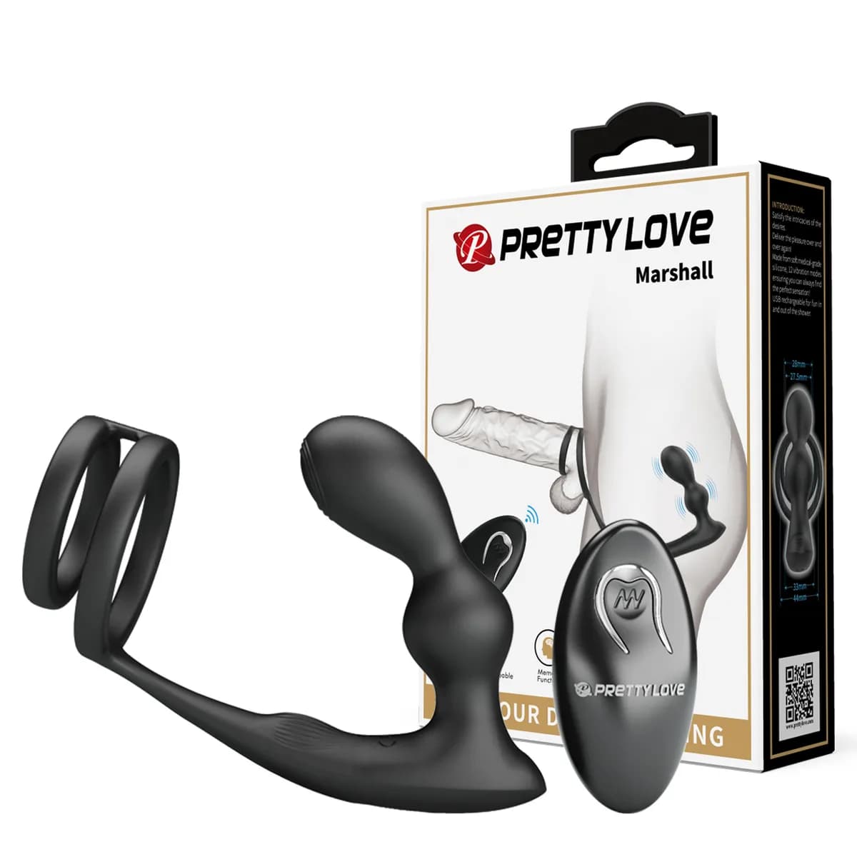Вибростимулятор простаты с эрекционным кольцом Baile Pretty Love, c вибрацией, длина 13.50 см, диаметр 2.75 см 