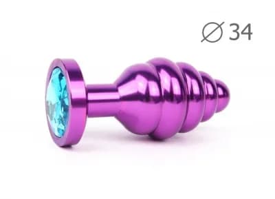 Втулка анальная VIOLET PLUG MEDIUM (фиолетовая), L 80 мм D 34 мм, вес 90г, цвет кристалла голубой