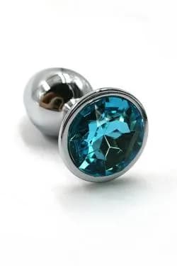Анальная пробка "Medium"из аллюминия light blue Длина: 7 см. Диаметр: 3,4 см.
