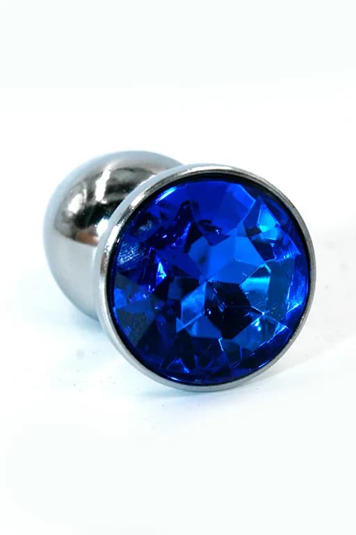 Анальная пробка "Small" хромированная dark blue Вес 140 гр