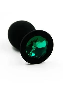 Анальная пробка из силикона с зеленым кристаллом dark green Длина: 7 см. Диаметр: 3,5 см.