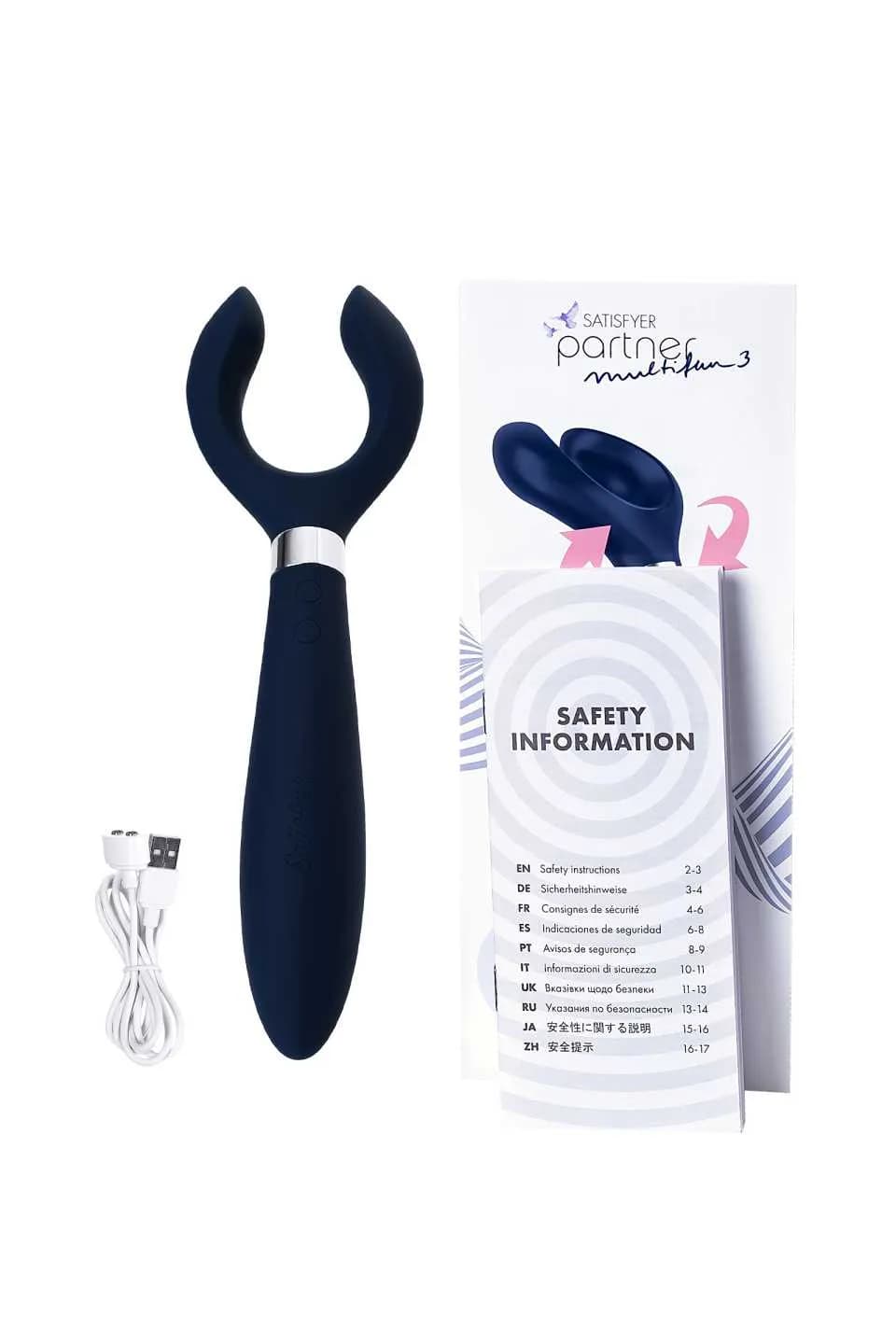 Многофункциональный стимулятор для пар Satisfyer Partner Multifun 3, Силикон, Синий, 23,5 см