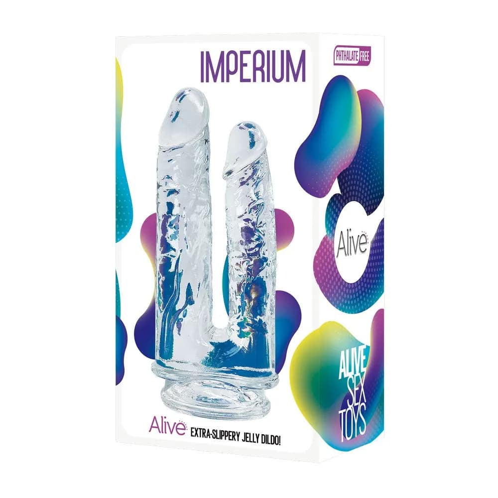 Фаллоимитатор двойной Imperium Jelly Dildo прозрачный Adrien Lastic , длина 14.00 см, диаметр 4.30 см