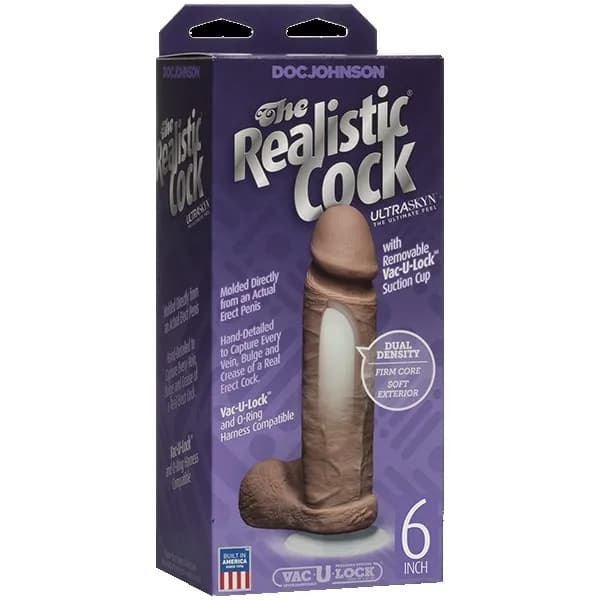 Фаллоимитатор реалистик мулат 6 UR3 Realistic Cock Vac-U-Lock DJ Doc Johnson, длина 18.50 см, диаметр 4.30 см