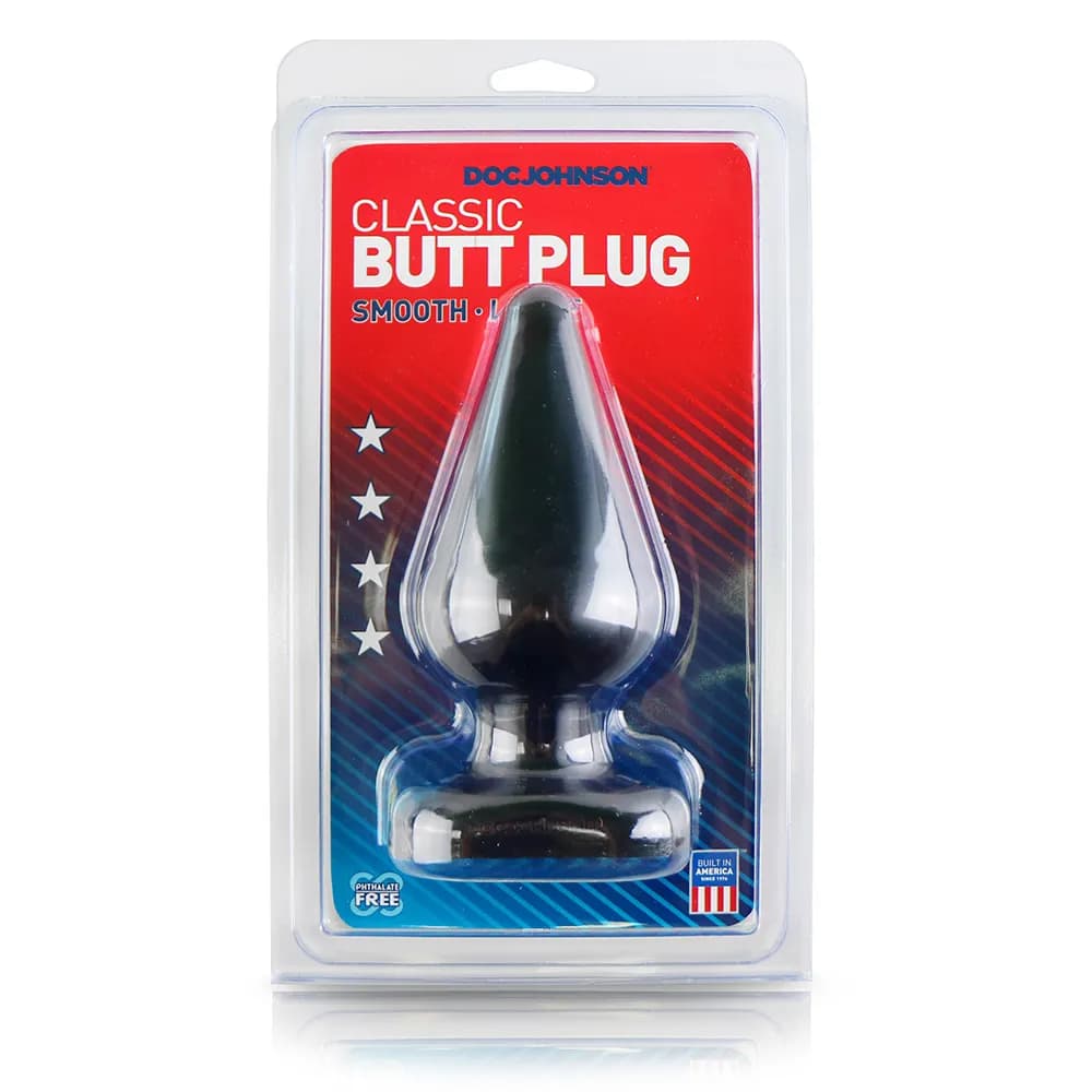 Анальная пробка черная большая Butt Plugs Smooth Classic Large - Black DJ Doc Johnson, длина 14.20 см, диаметр 5.00 см