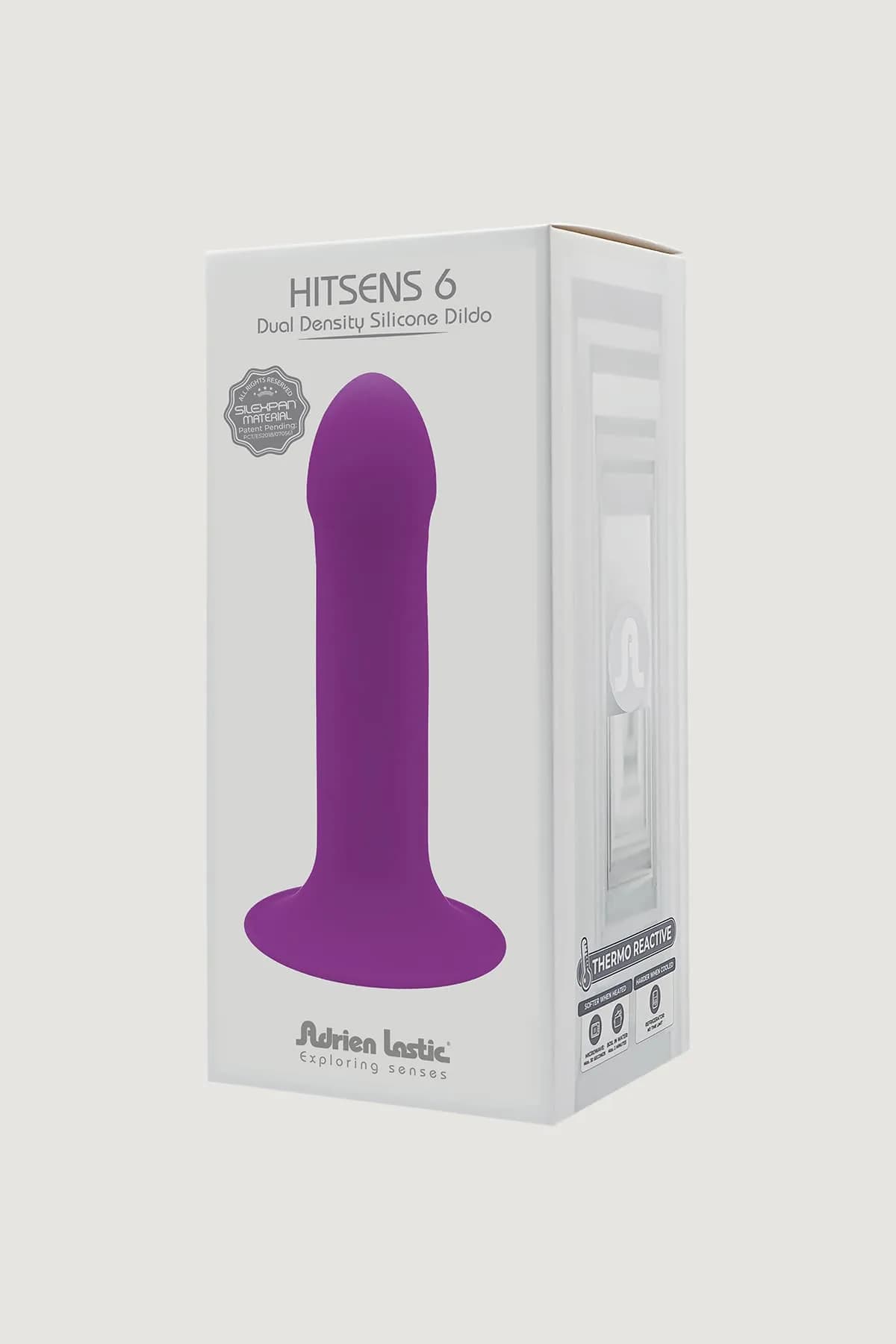Дилдо на присоске с двойной плотностью ADRIEN LASTIC DILDO HITSENS DUAL DENSITY S06 Purple Adrien Lastic , длина 13.50см, диаметр 3.30см