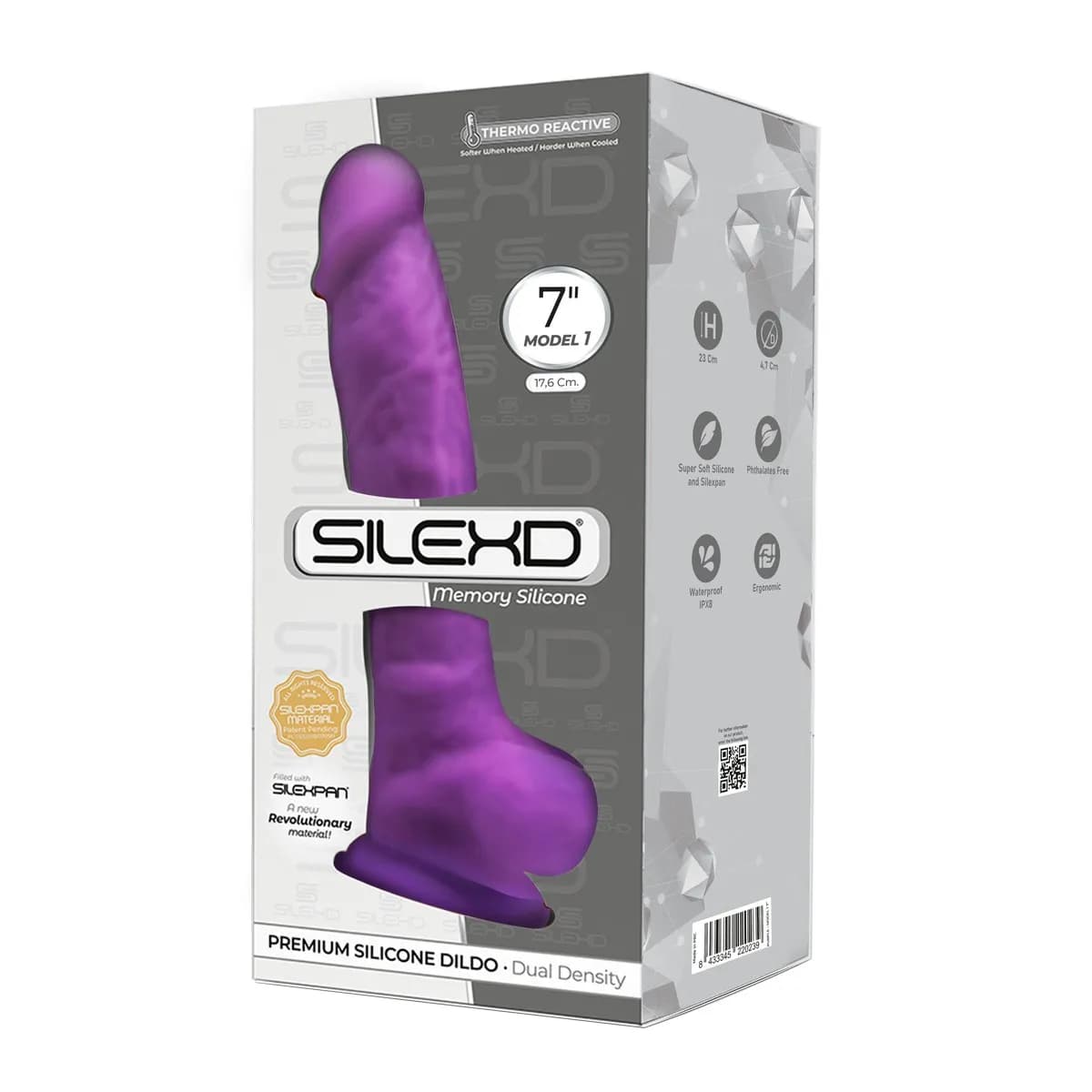 SileXD Фаллоимитатор Model 1 7 фиолетовый Adrien Lastic , длина 17.60см, диаметр 3.50см 