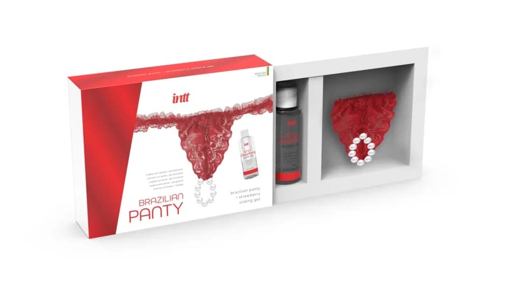 Набор Brazilian Panty Sliding Gel Strawberry + повязка (красная) Intt Cosmetics