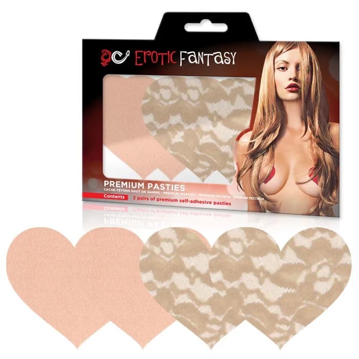 ТЕЛЕСНЫЕ КРУЖЕВНЫЕ И САТИНОВЫЕ ПЭСТИСЫ-СЕРДЦА NUDE AMBITION