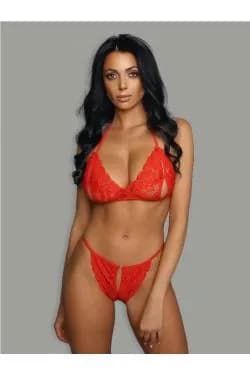 Комплект эротического белья красный S/M (44-46)