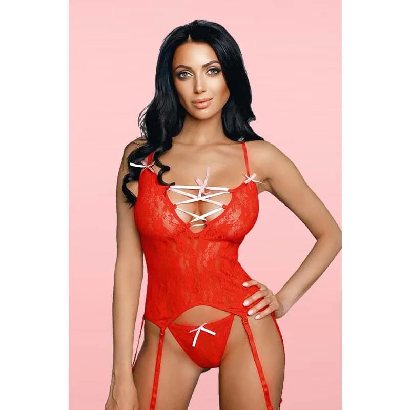Красный комплект эротического белья для женщин, размер L/XL, Amor El