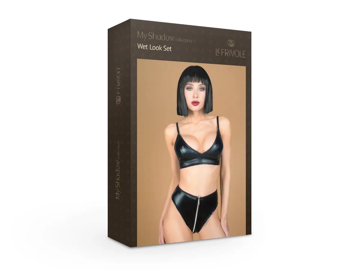 Комплект лиф и трусики с функциональной молнией из материала wet look XXL/XXXL (50-52)