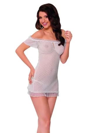 Ночная сорочка и стринги SoftLine Collection Monica, белый, M/L