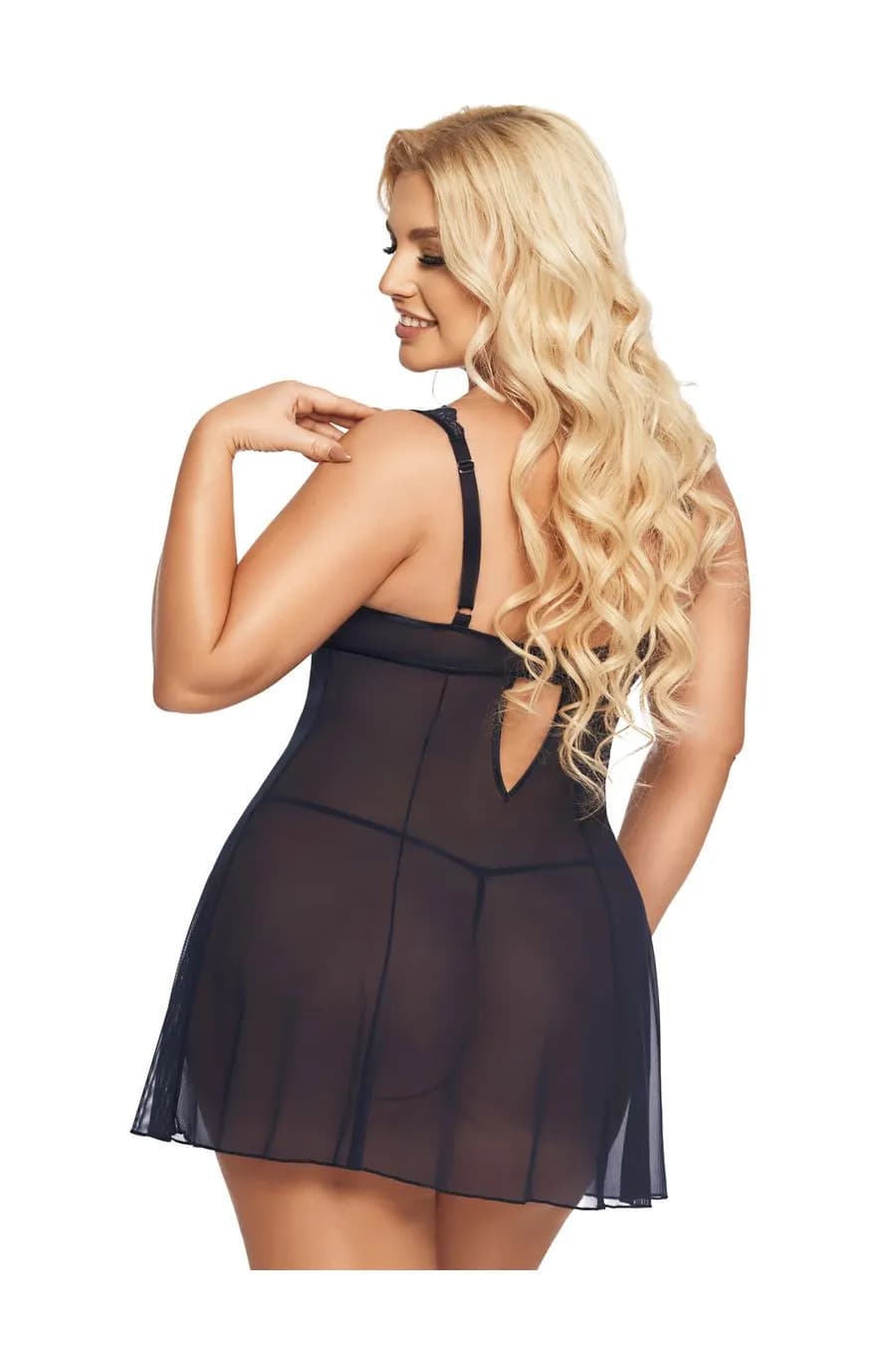 Комбинация и стринги SoftLine Collection Berta, синий, XL, XXL