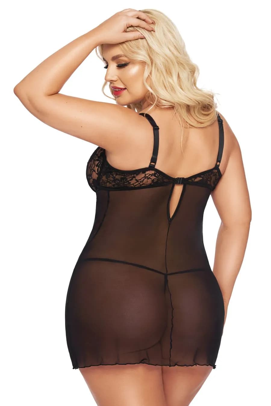 Ночная сорочка и стринги SoftLine Collection Cornelia, черный, XL, XXXL