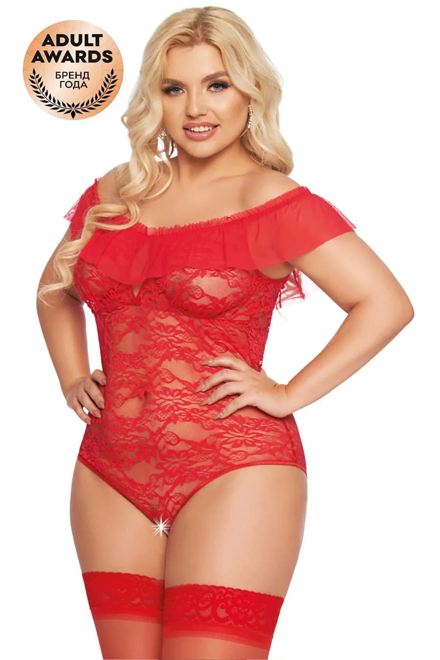 Боди SoftLine Collection Kamila, красный, XXL, XXXL