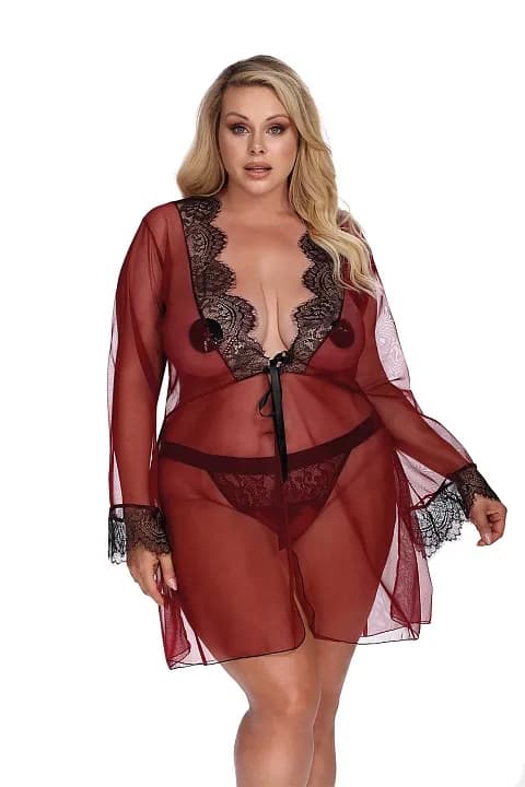 Бордовый пеньюар Arabella 3XL\4XL, 