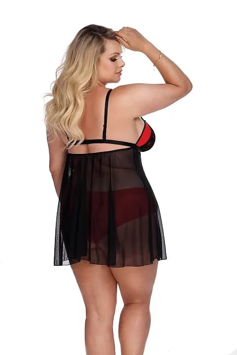Черная сорочка Arcadia из полупрозрачного тюля XL\XXL, 3XL\4XL