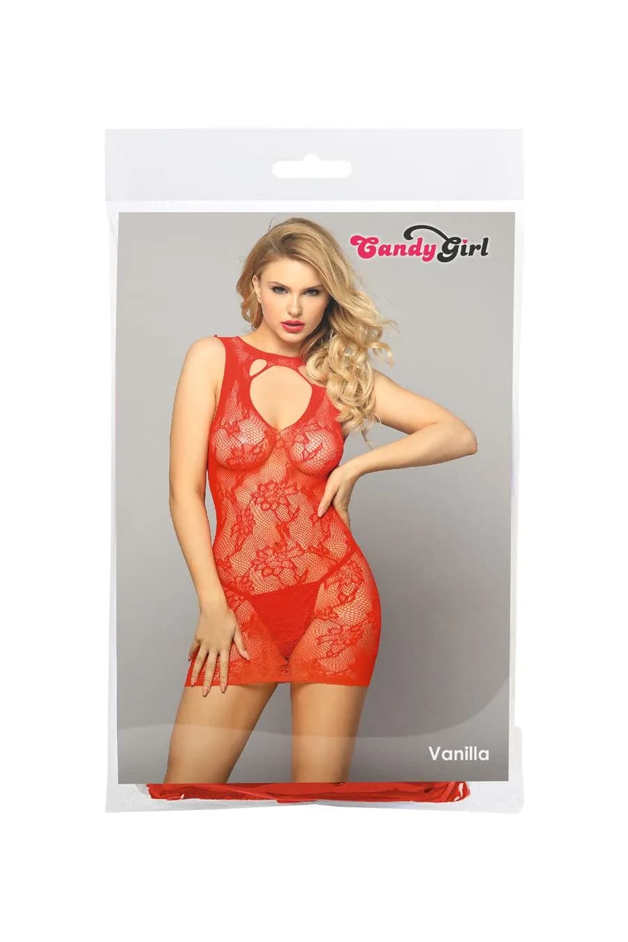 Платье-сетка и стринги Candy Girl Vanilla, нейлон, красный, OS