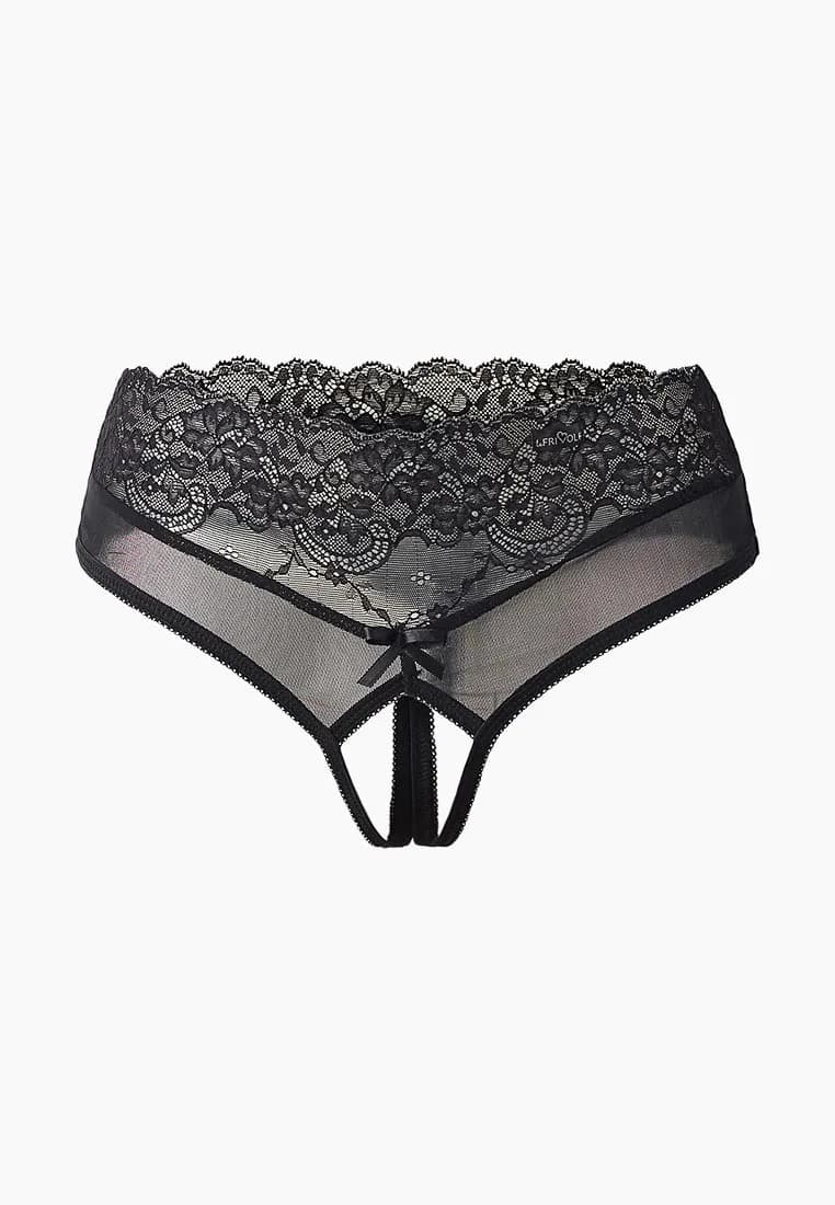  Неповторимые черные высокие шортики с доступом и нежным кружевом (Easy to love) L/XL (46-48)