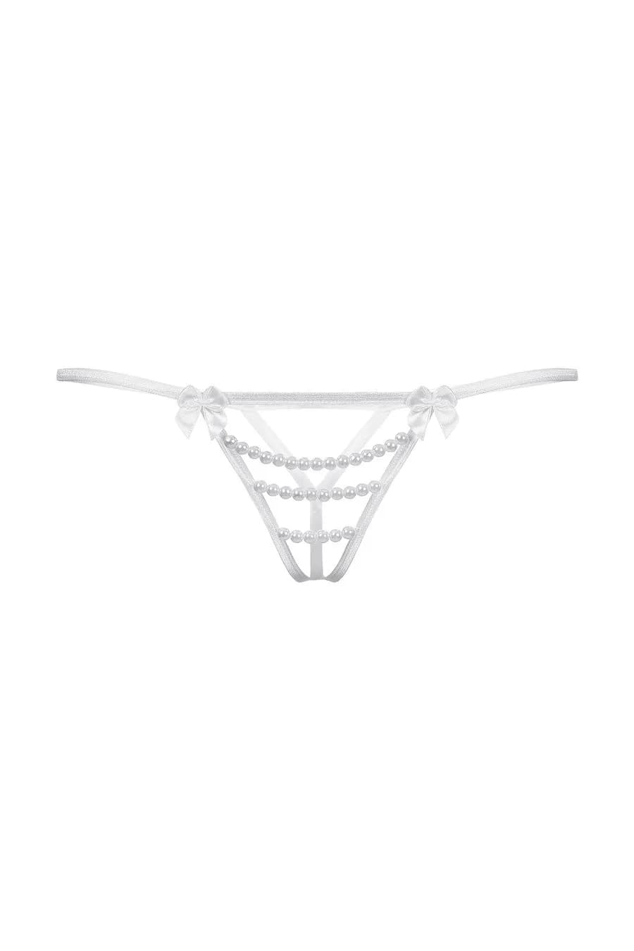 Стринги открытые с бусинами SoftLine Collection, белый, S/L