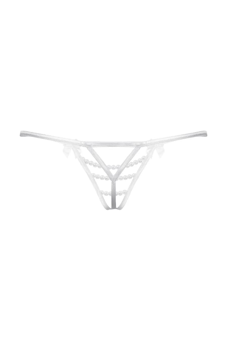Стринги открытые с бусинами SoftLine Collection, белый, S/L