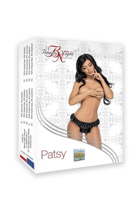 Черные трусы Patsy из прозрачного тюля с латексной юбочкой.  L\XL