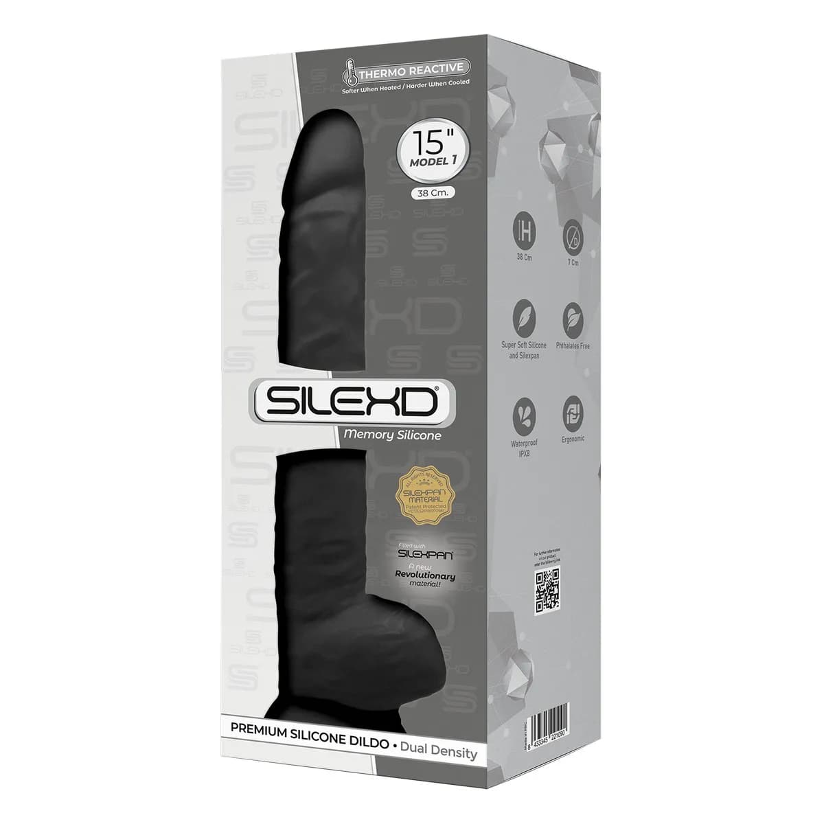 SileXD Фаллоимитатор Model 7, 15, черный Adrien Lastic , длина 38.00 см, диаметр 7.00 см