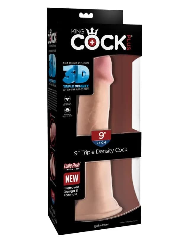 Фаллоимитатор на присоске King Cock Plus 9 Triple Density Cock - Flesh Pipedream, длина 26.70 см, диаметр 5.30 см