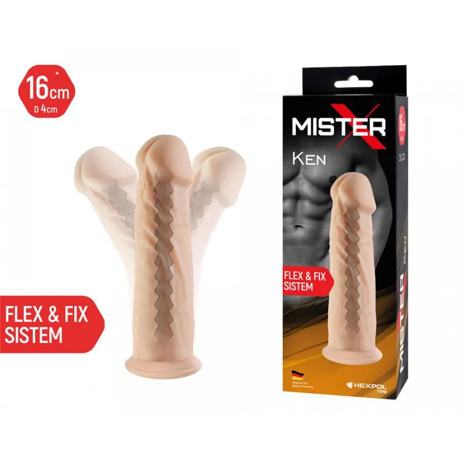 Фаллоимитатор на присоске с гибким хребтом Mister-X KEN SITABELLA, длина 16.00 см, диаметр 4.00 см