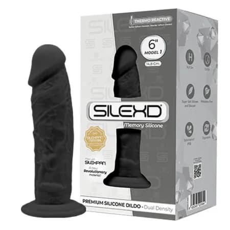 Фаллоимитатор SILEXD Model 1, черный, 6" Длина — 14,8 см Диаметр — 3,5 см