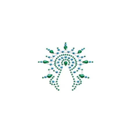 Набор стикеров Breast & Pubic Jewelry зеленые и синие кристаллы, 3 шт.