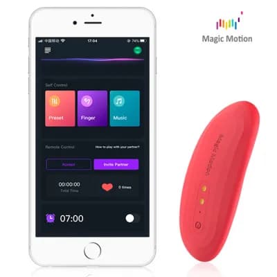 Magic Motion Nyx - смарт вибратор в трусики, 8,8х4 см (красный) 10 встроенных режимов