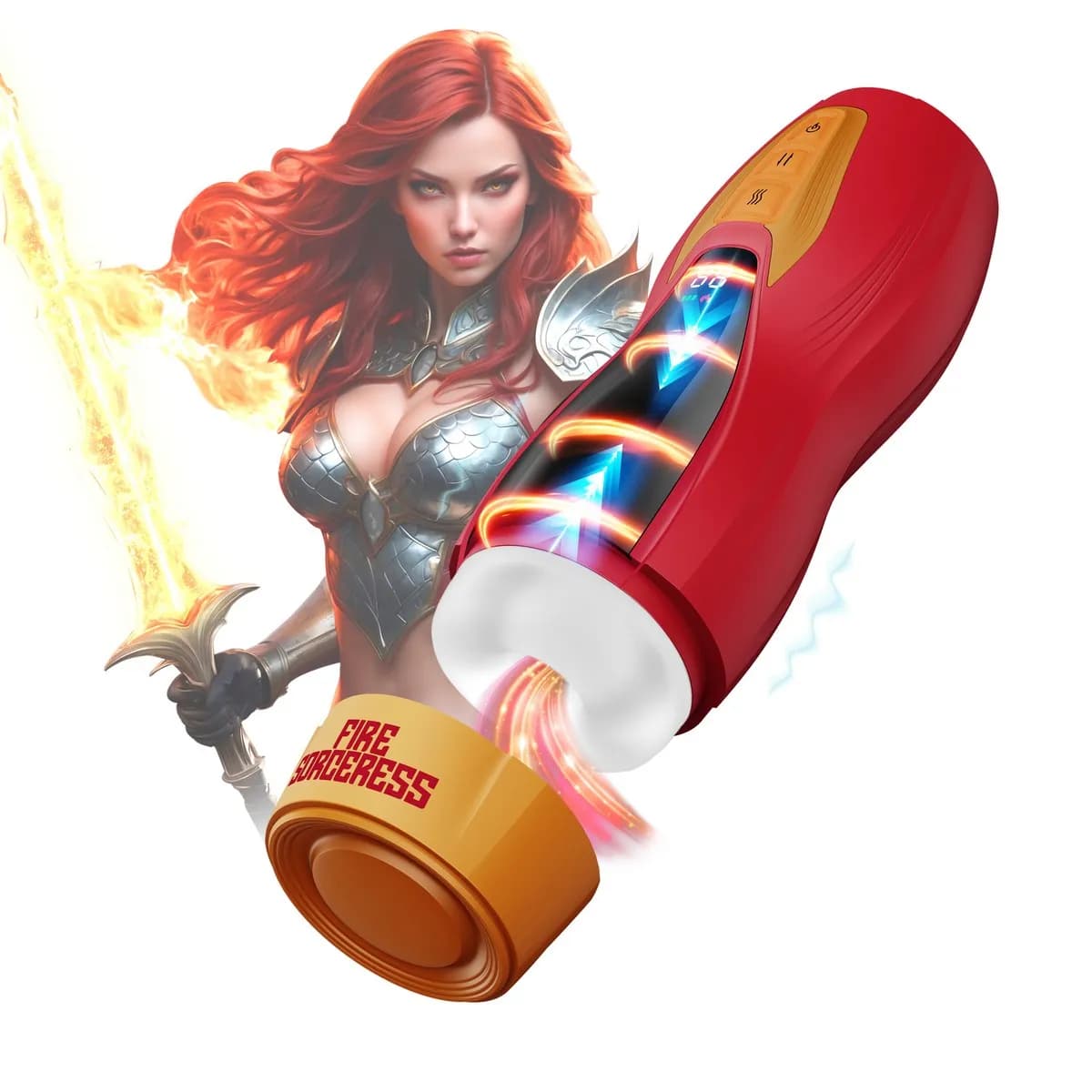 Интерактивный мастурбатор Masturs Fire Sorceress Solara. Нагрев, вибрация, движение. Masturs, c вибрацией, длина 25.00 см, диаметр 2.50 см