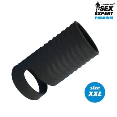Открытая насадка на пенис с кольцом для мошонки (XXL) L 94 мм D 39 мм
