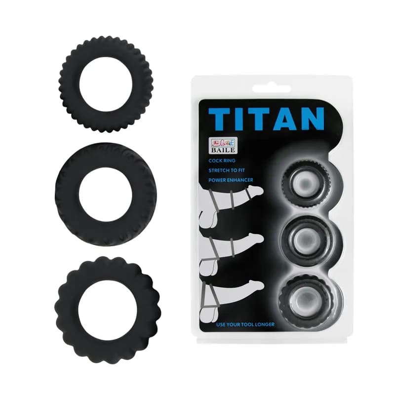 Набор эреционных колец TITAN имитация автомобильных шин Baile, диаметр 4.00 см 