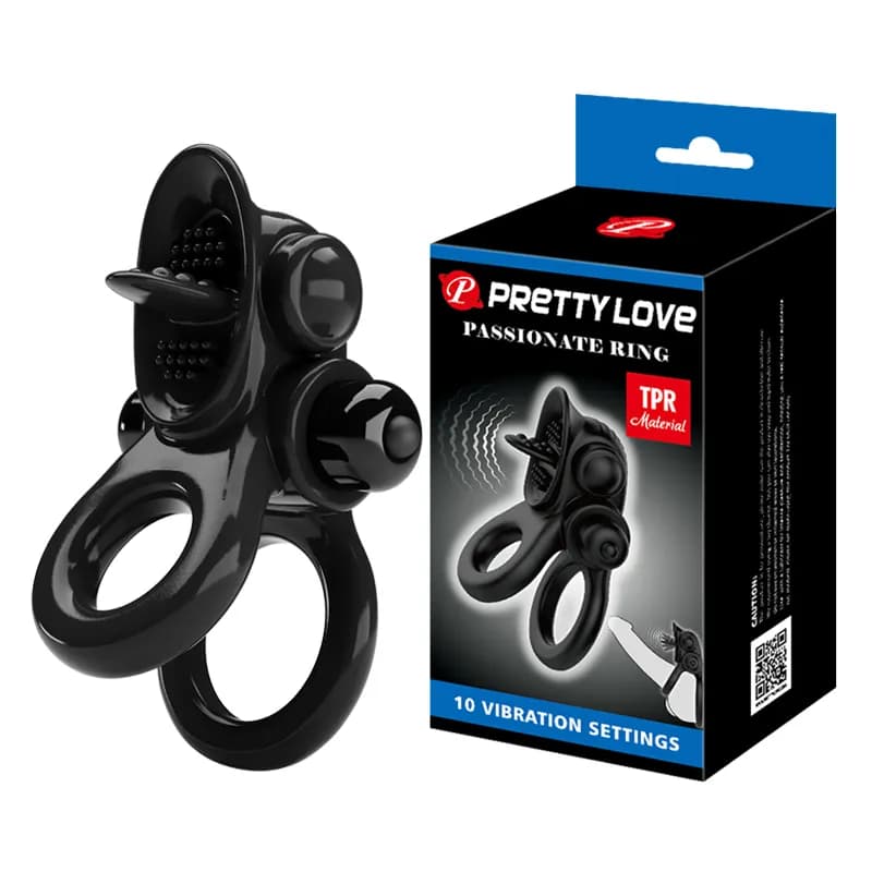 Passionate Ring Эрекционное кольцо с подхватом мошонки и стимулятором клитора Baile Pretty Love, c вибрацией, длина 8.80 см, диаметр 2.20 см