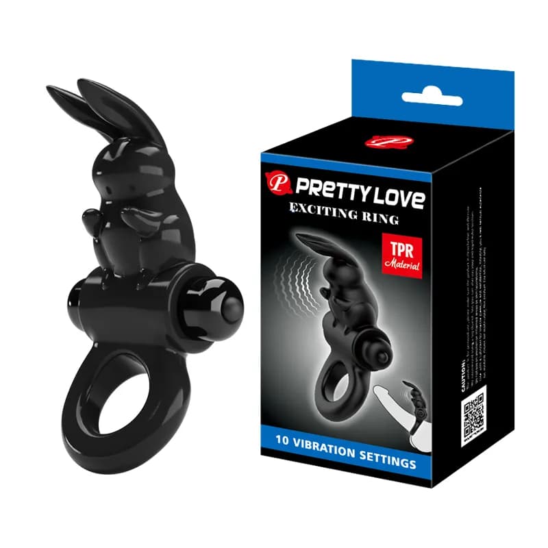 Exciting ring Эрекционное кольцо со стимулятором клитора в виде кролика Pretty Love, c вибрацией, длина 9.20 см, диаметр 2.40 см 