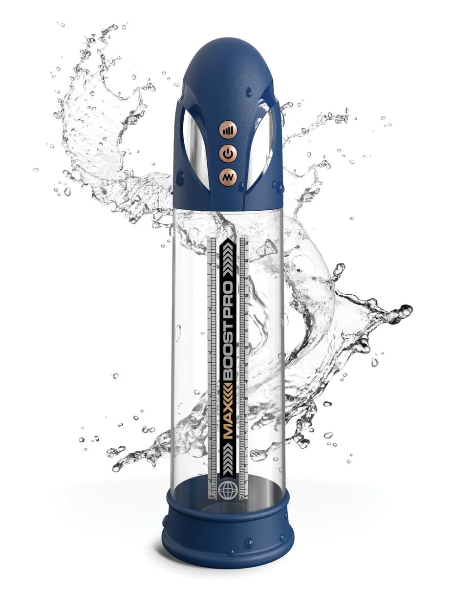 Помпа вакуумная автоматическая мужская Max Boost Pro Flow, синяя Pipedream, c вибрацией, длина 30.00 см, диаметр 3.00 см