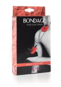 Меховые оковы на ноги BONDAGE красные 