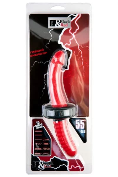 ВИБРАТОР С РУКОЯТЬЮ 14 СМ, КРАСНЫЙ TOYFA Black&amp;Red