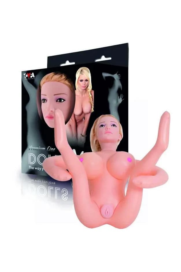 КУКЛА НАДУВНАЯ LILIANA С РЕАЛИСТИЧНОЙ ГОЛОВОЙ, TOYFA DOLLS-X, БЛОНДИНКА, С ДВУМЯ ОТВЕРСТИЯМИ, КИБЕР