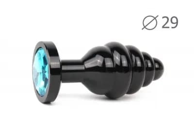 Втулка анальная BLACK PLUG SMALL (чёрная), L 71 мм D 29 мм, вес 60г, цвет кристалла голубой арт. ABCK-05-S