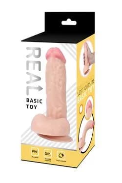 Реалистичный фаллоимитатор REAL с мошонкой на присоске, PVC, 17,5х4 см.