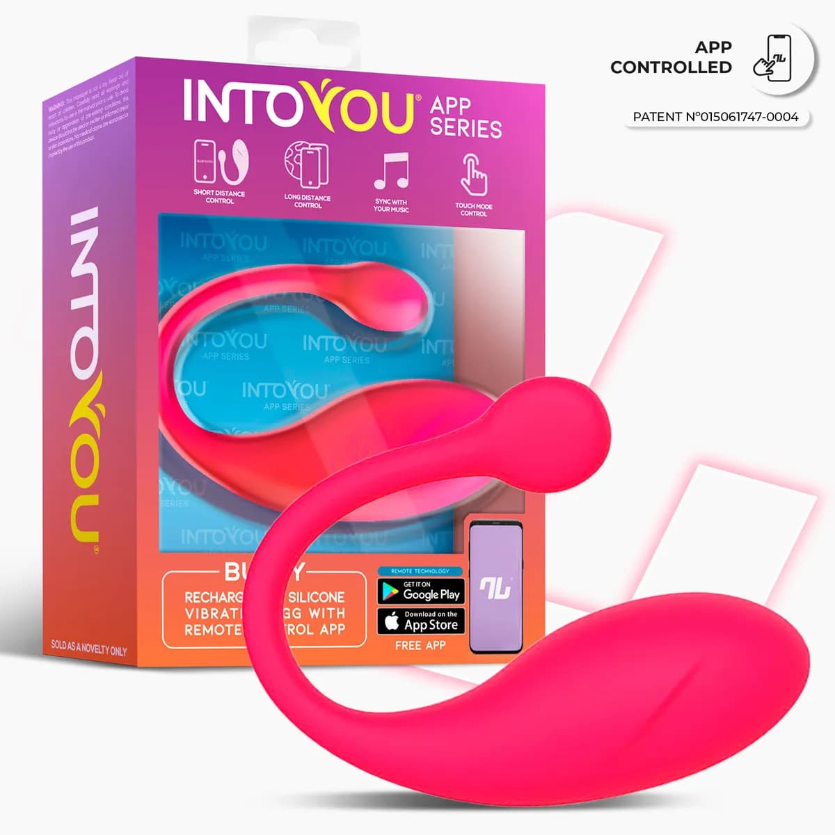 Интерактивное виброяйцо Bulby, розовое IntoYou, c вибрацией, длина 9.70 см, диаметр 3.20 см 